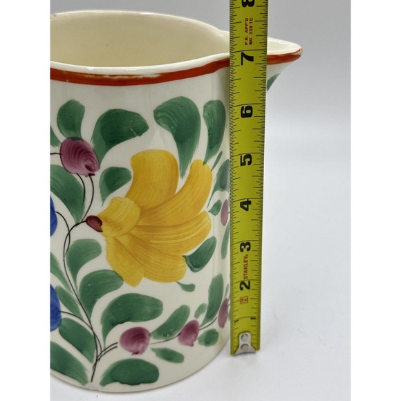 Vintage Hand Painted Floral Pitcher Art Deco POTTERY CZECHOSLOVAKIA Bern 7” - Picture 10 of 11